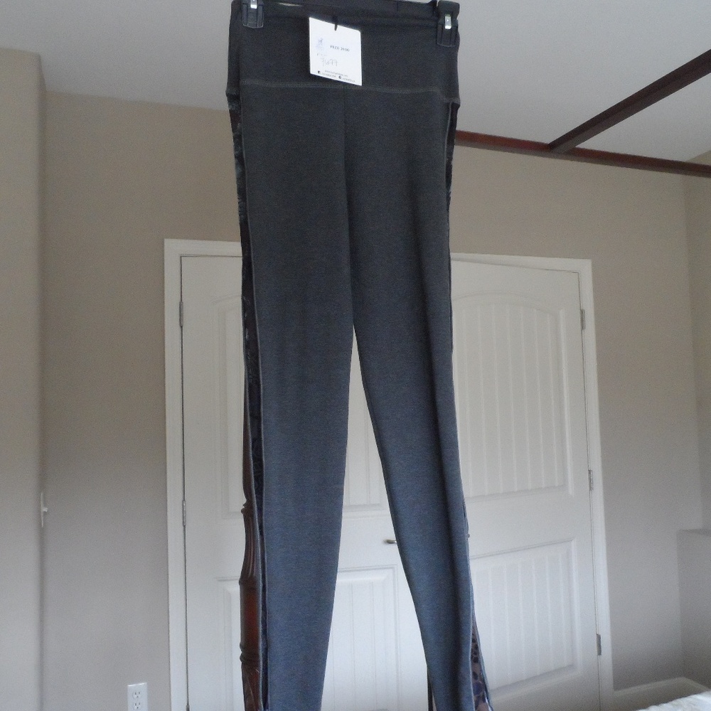 Grey leggings with mesh side detail